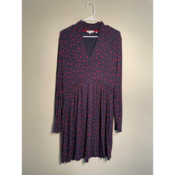 Boden Betty Blue and Red Star Print Tunic Mini Dress Size 12 Long - Picture 1 of 10